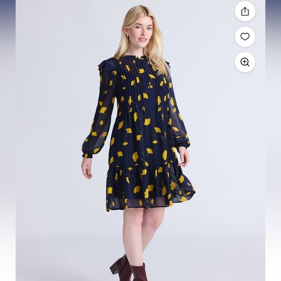 Time and Tru Dresses & Skirts - Time and Tru Navy and Yellow Long Sleeve Dress